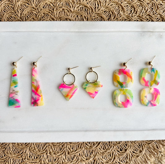 Neon Watercolor Dangles